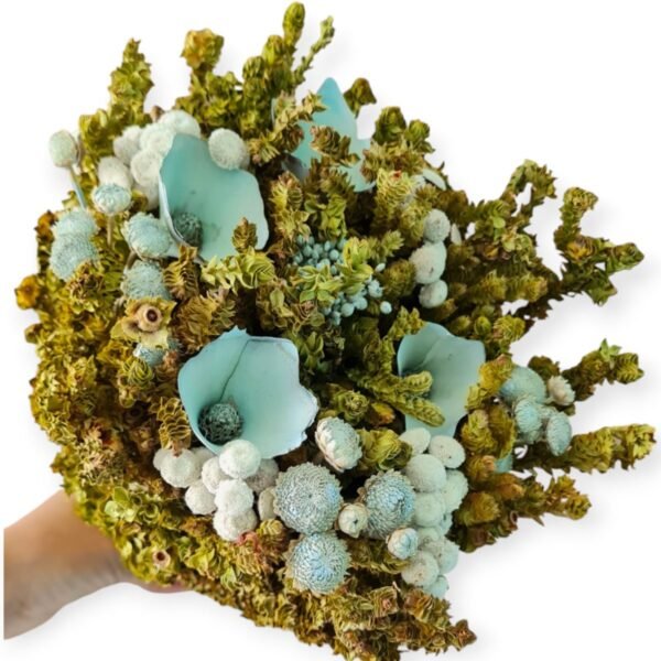 Buquê De Flores Para Arranjos Naturais Desidratada Rústica Azul