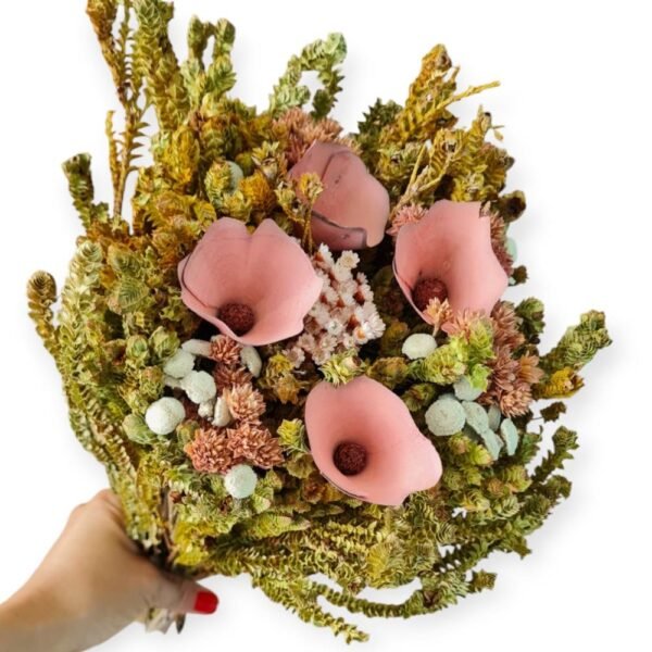 Buquê Romântico De Flores Rosas Secas Mix Para Arranjos Rosa