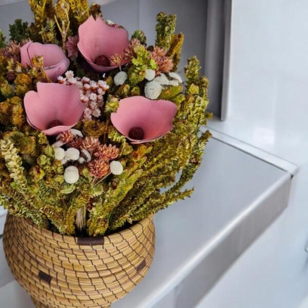 Buquê Romântico De Flores Rosas Secas Mix Para Arranjos Rosa - Image 4