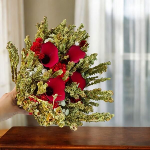 Buquê de Flores Vermelhas Secas Mix Para Arranjos Vermelho - Image 2