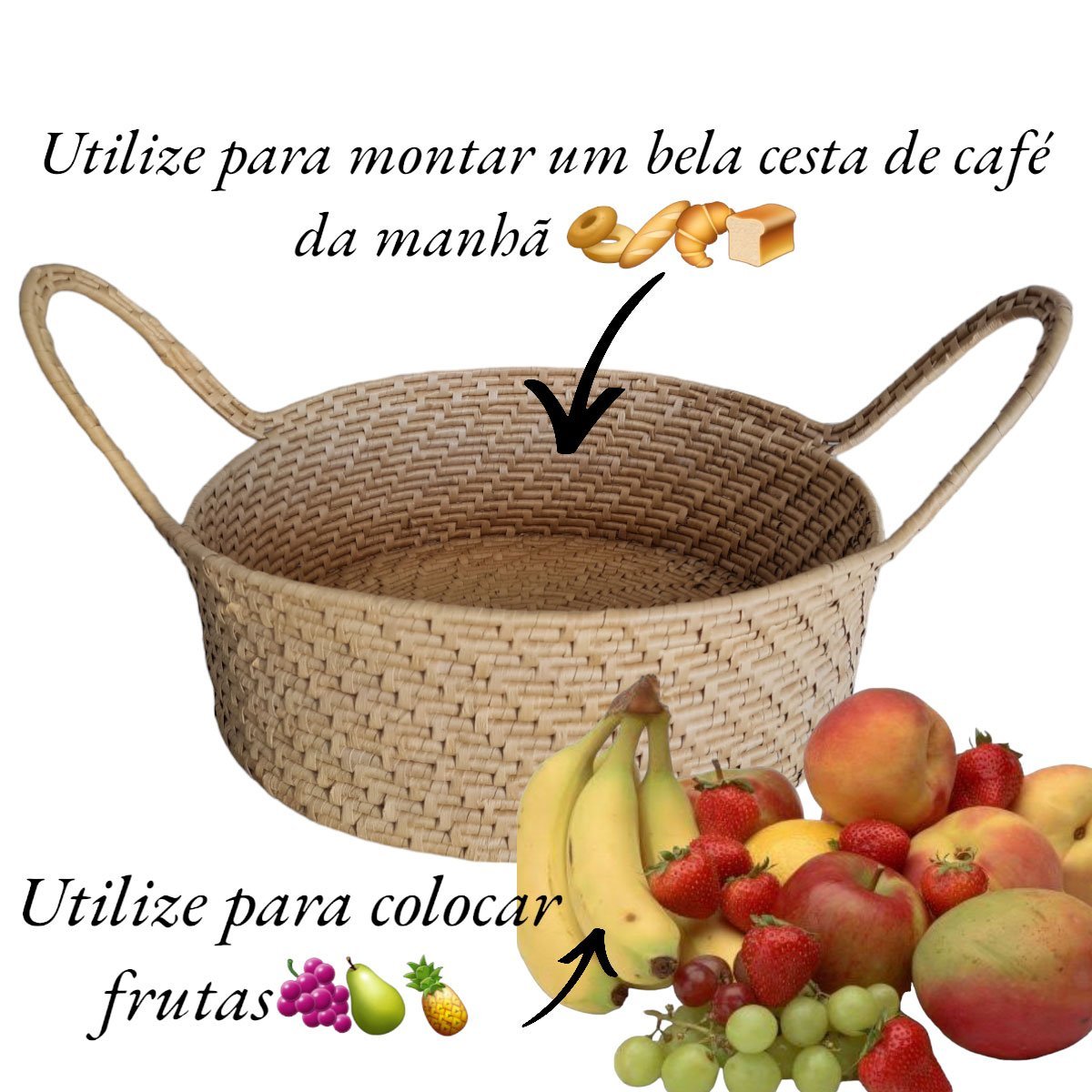 Bandeja Redonda Alças Longas Fruteira 15 x 40cm - Image 2