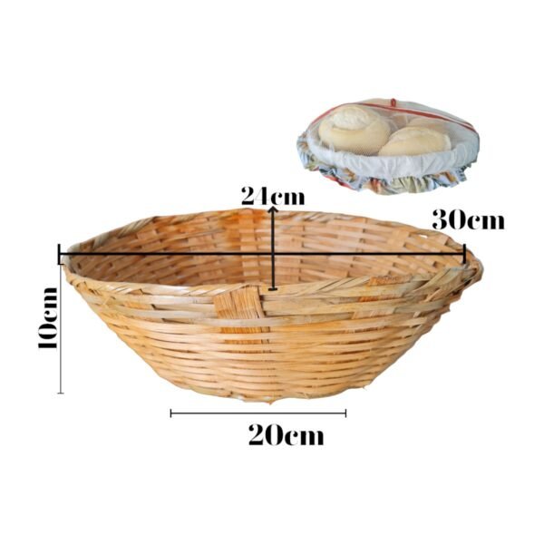 Cestinha Para Servir Pães De Bambu Com Proteção Tule E Ziper - Image 2