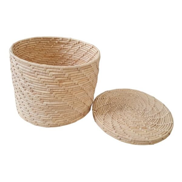 Cesto Organizador Com Tampa Pequeno De Palha Cor Neutra 21 x 25cm