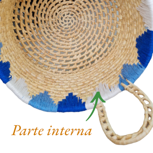 Cesto De Palha Com Alças E Macramê Decoração Casa Decor Boho Azul - Image 4
