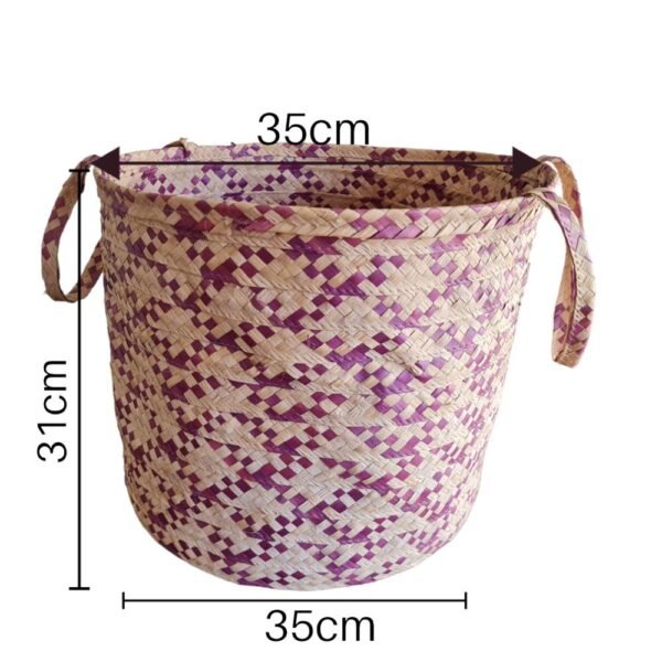 Cesto De Palha Estampado Flexível Para Decoração - Image 2
