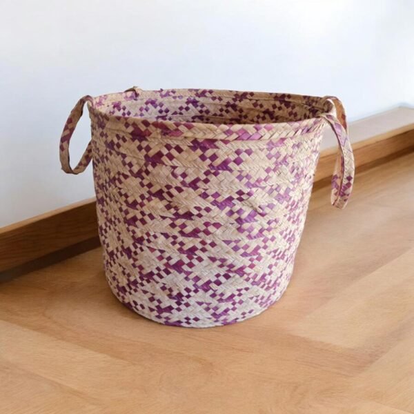 Cesto De Palha Estampado Flexível Para Decoração - Image 3