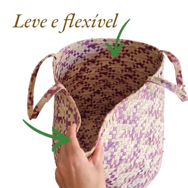 Cesto De Palha Estampado Flexível Para Decoração - Image 4
