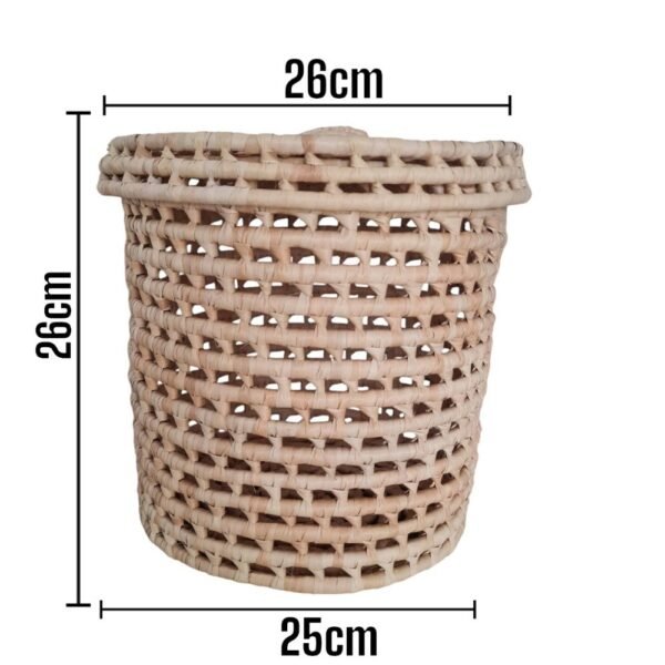 Cesto Organizador Com Tampa De Palha Cor Neutra Multiuso 26 x 26cm - Image 2