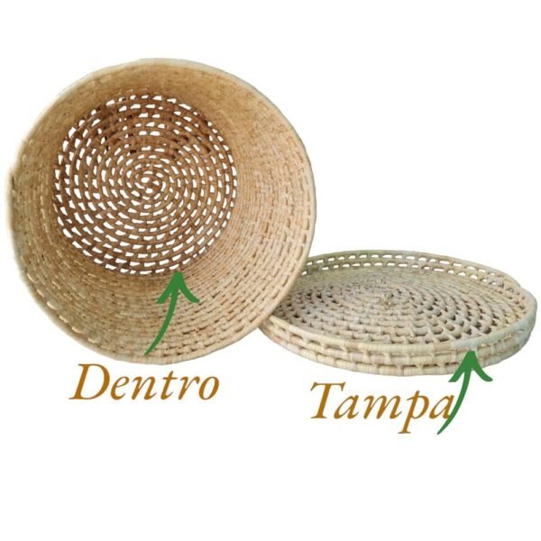 Cesto Organizador Com Tampa De Palha Cor Neutra Multiuso 26 x 26cm - Image 5
