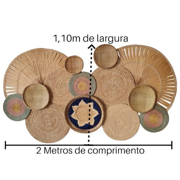Decoração de Parede Seagrass Palha Natural e Azul 15 peças - Image 2