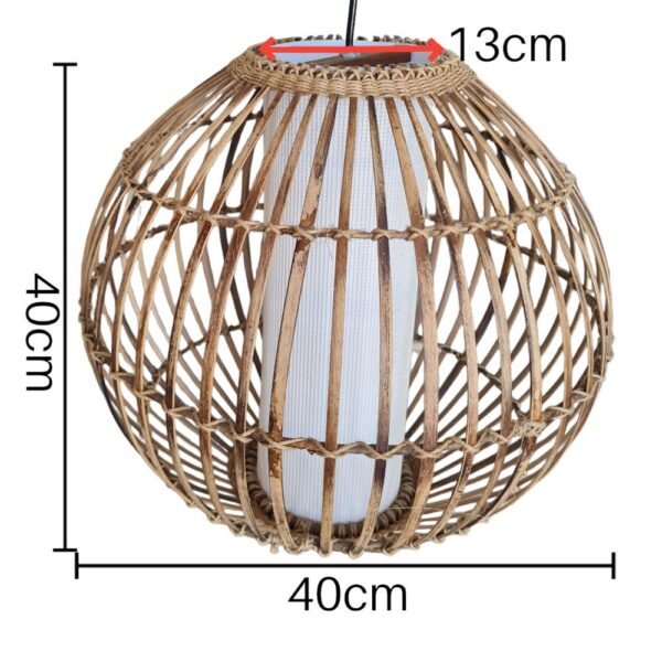 Luminária de Bambu Globo com Pendente Rústico Casa De Praia - Image 2