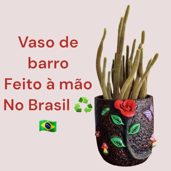 Vaso Cachepot de Barro Feito à Mão Rosa 28 x 30cm - Image 6