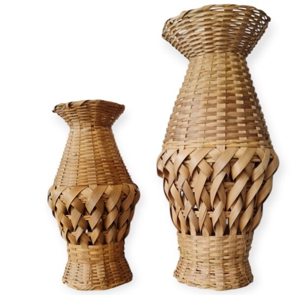 Vasos De Bambu Potiches Arranjos Plantas Secas Boho Kit 2 Un