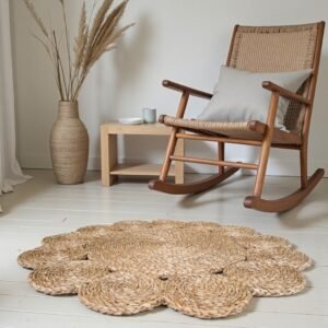 Tapete De Palha Modelo Flor De Taboa Feito A Mão Decoração